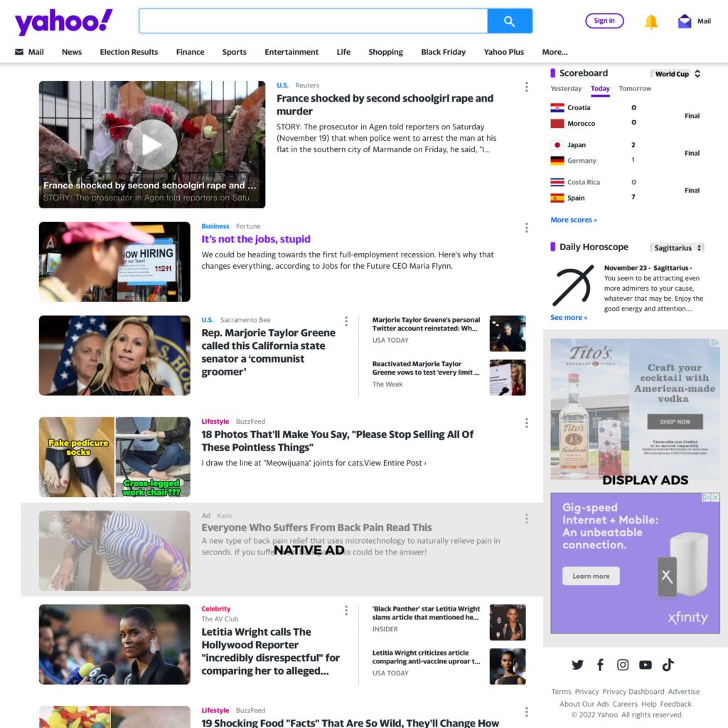 Yahoo display vs native sample