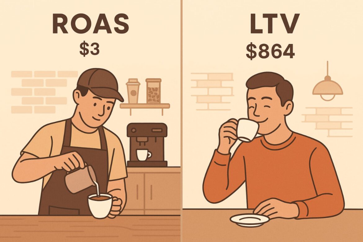 Coffee Shop ROAS vs LTV Comparison